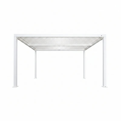 Louvered Pergola Modern White Pergola with Adjustable Roof for Deck Backyard Garden