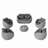 Aluminum Patio Furniture Set Built for All-Weather Use, 6-Piece Sectional, Water Repellent Cushions, Olefin Rope