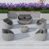 Aluminum Patio Furniture Set Built for All-Weather Use, 6-Piece Sectional, Water Repellent Cushions, Olefin Rope