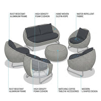 Aluminum Patio Furniture Set Built for All-Weather Use, 6-Piece Sectional, Water Repellent Cushions, Olefin Rope — How It Works