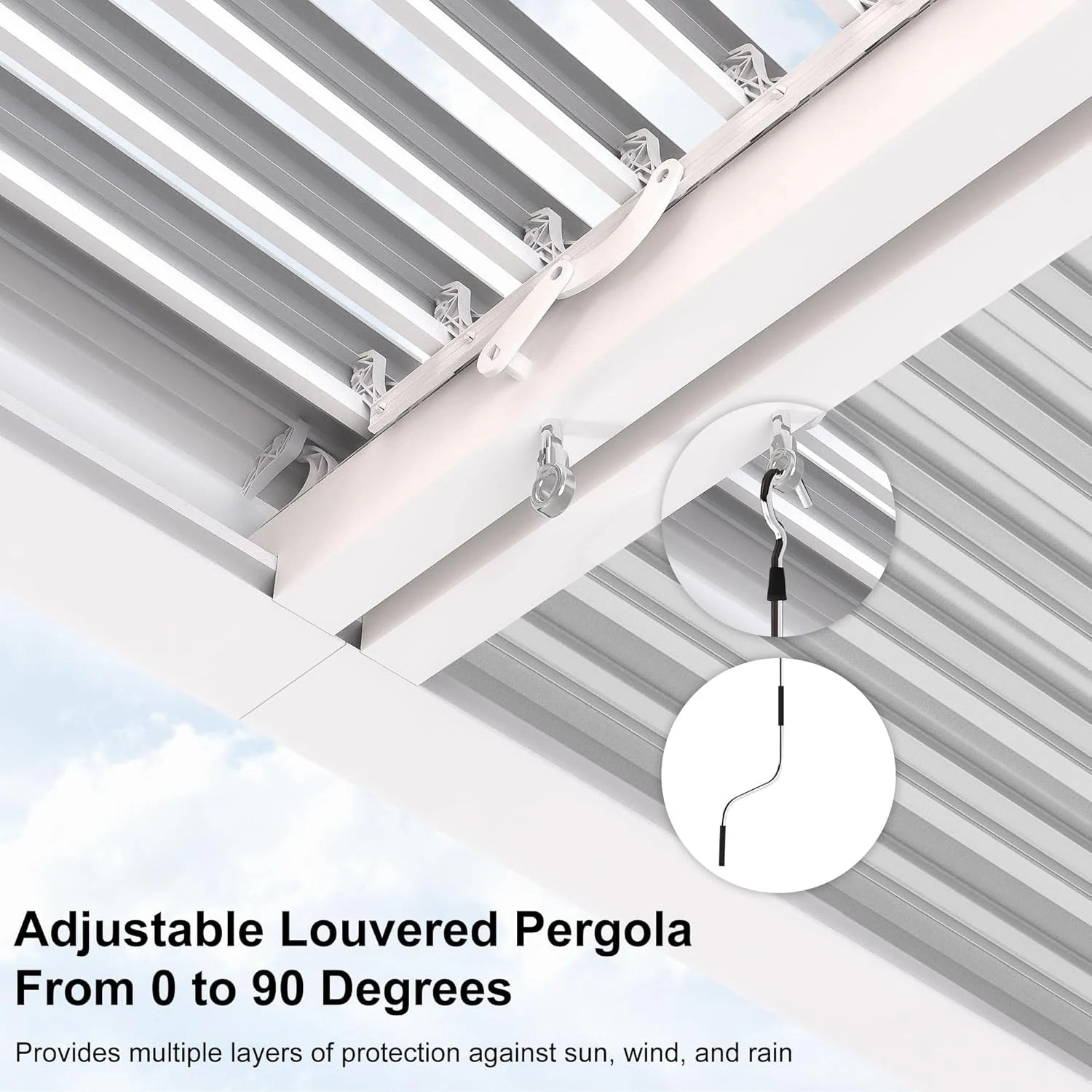 Louvered Pergola Modern White Pergola with Adjustable Roof for Deck Backyard Garden