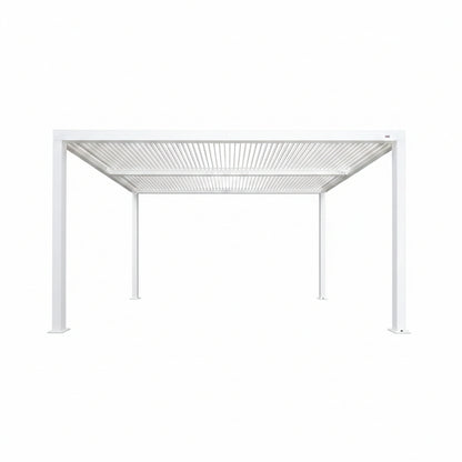 Louvered Pergola Modern White Pergola with Adjustable Roof for Deck Backyard Garden