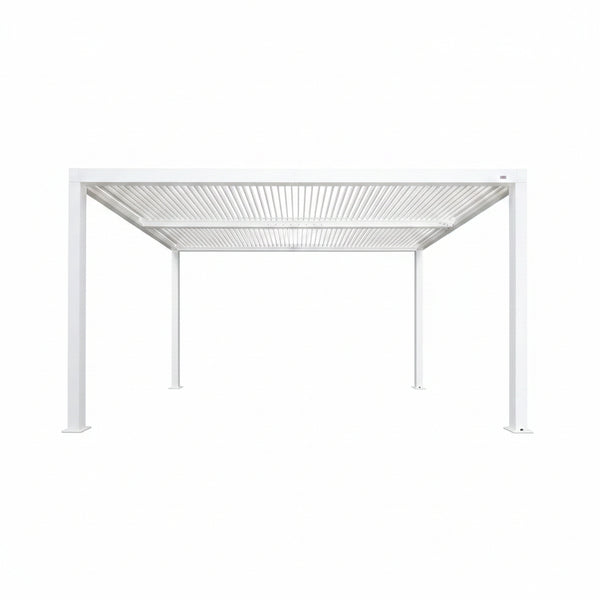 Louvered Pergola Modern White Pergola with Adjustable Roof for Deck Backyard Garden
