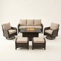 Outdoor Patio Furniture Set Built for Entertaining, Fire Pit Table, Rattan Wicker, Weather-Resistant
