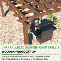 12 Ft. W X 12 Ft. D Cedar Wood Patio Pergola Shade Structure for Outdoor, Brown