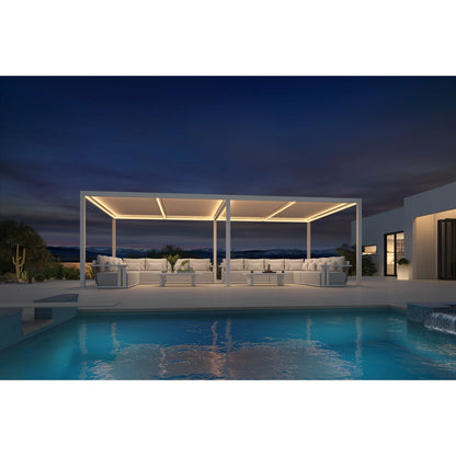 Louvered Pergola Modern White Pergola with Adjustable Roof for Deck Backyard Garden