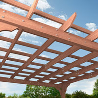 12 Ft. W X 12 Ft. D Cedar Wood Patio Pergola Shade Structure for Outdoor, Brown