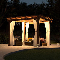 12 Ft. W X 12 Ft. D Cedar Wood Patio Pergola Shade Structure for Outdoor, Brown