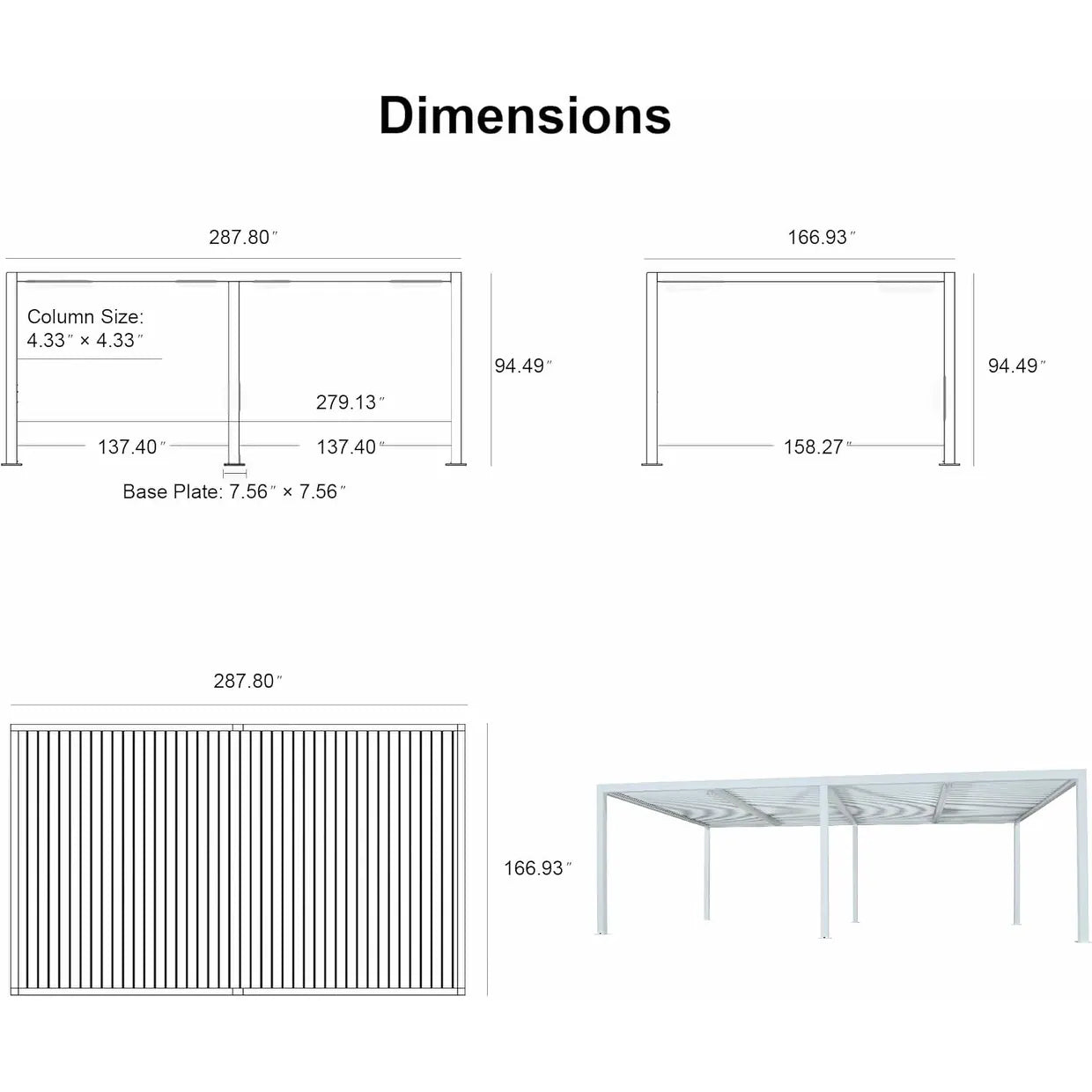 Louvered Pergola Modern White Pergola with Adjustable Roof for Deck Backyard Garden
