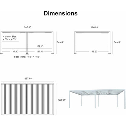 Louvered Pergola Modern White Pergola with Adjustable Roof for Deck Backyard Garden