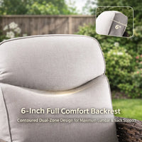 6 Pieces Outdoor Patio Furniture Set with Swivel Rocker Chairs and 6" Thick Cushions,Wicker Conversation Set with Sectional Sofa Coffee Table for Porch Deck Backyard Poolside