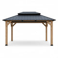Wooden Gazebo Built for Year-Round Use, 12x16 Hardtop, Galvanized Steel Roof, Pre-Sanded Solid Wood Frame