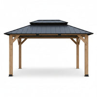 Wooden Gazebo Built for Year-Round Use, 12x16 Hardtop, Galvanized Steel Roof, Pre-Sanded Solid Wood Frame