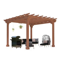 12 Ft. W X 12 Ft. D Cedar Wood Patio Pergola Shade Structure for Outdoor, Brown