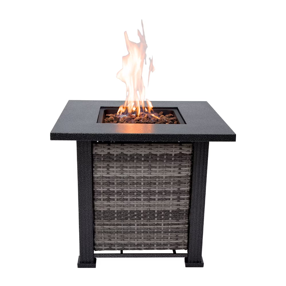 Adana 28” Outdoor Propane Fire Pit Table 50,000 Btus Outdoor Fire Pit Propane Metal Patio Fire Pit with Lava Rocks & Lid Durable Firepits for outside & CSA Certified Outdoor Fireplace