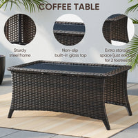 6 Pieces Outdoor Patio Furniture Set with Swivel Rocker Chairs and 6" Thick Cushions,Wicker Conversation Set with Sectional Sofa Coffee Table for Porch Deck Backyard Poolside