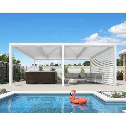 Louvered Pergola Modern White Pergola with Adjustable Roof for Deck Backyard Garden