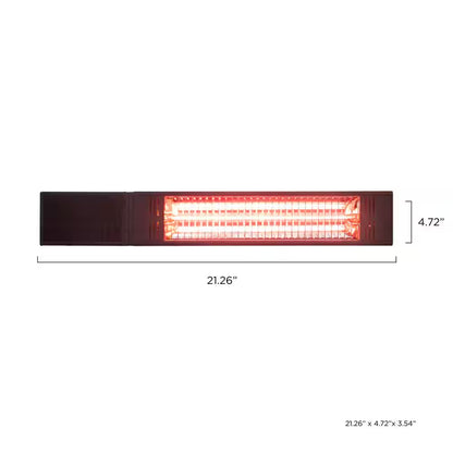 1500-Watt Infrared Wall-Mounted Electric Outdoor Heater with Gold Tube and Remote Control
