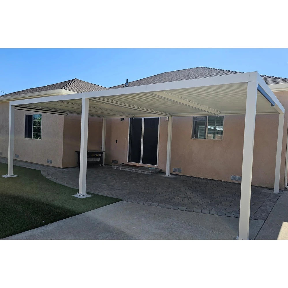 Louvered Pergola Modern White Pergola with Adjustable Roof for Deck Backyard Garden