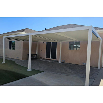 Louvered Pergola Modern White Pergola with Adjustable Roof for Deck Backyard Garden